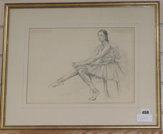 Arthur Bradbury (1892-1971), pencil drawing, The Ballet Dancer, signed, 25 x 36cm